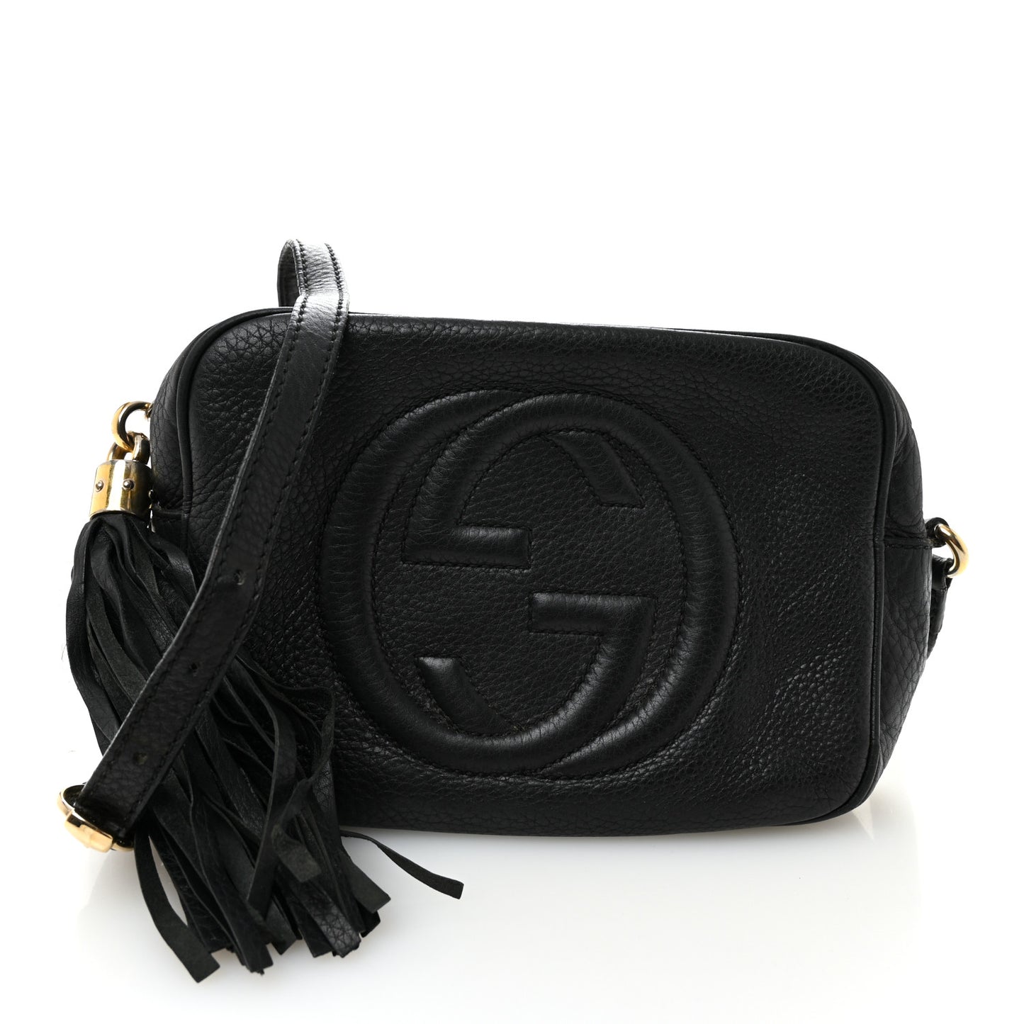 Pebbled Calfskin Small Soho Disco Bag Black