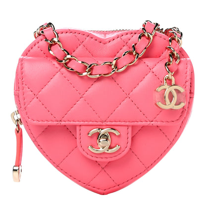 Chanel Lambskin Quilted CC In Love Heart Waist Belt Bag With Chain Pink 1 of 10