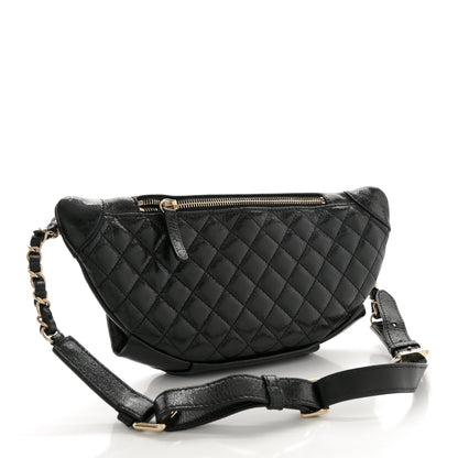 Chanel Crumpled Glazed Lambskin Quilted Waist Bag Fanny Pack Black 2 of 10