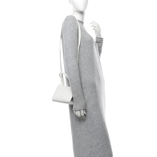 Vegan Leather Small Shopping Bag White