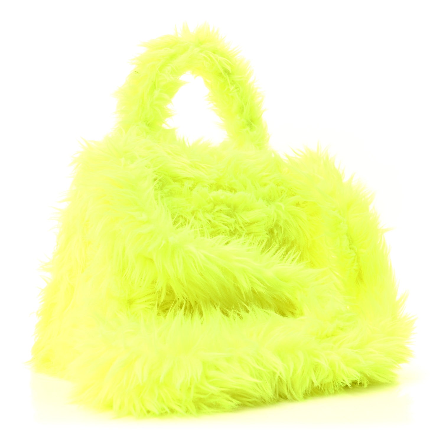 Balenciaga Faux Fur Medium Fluffy Hourglass Top Handle Bag Fluo Yellow 3 of 10