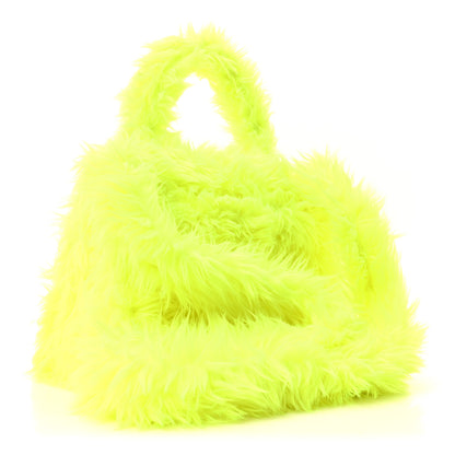 Balenciaga Faux Fur Medium Fluffy Hourglass Top Handle Bag Fluo Yellow 3 of 10