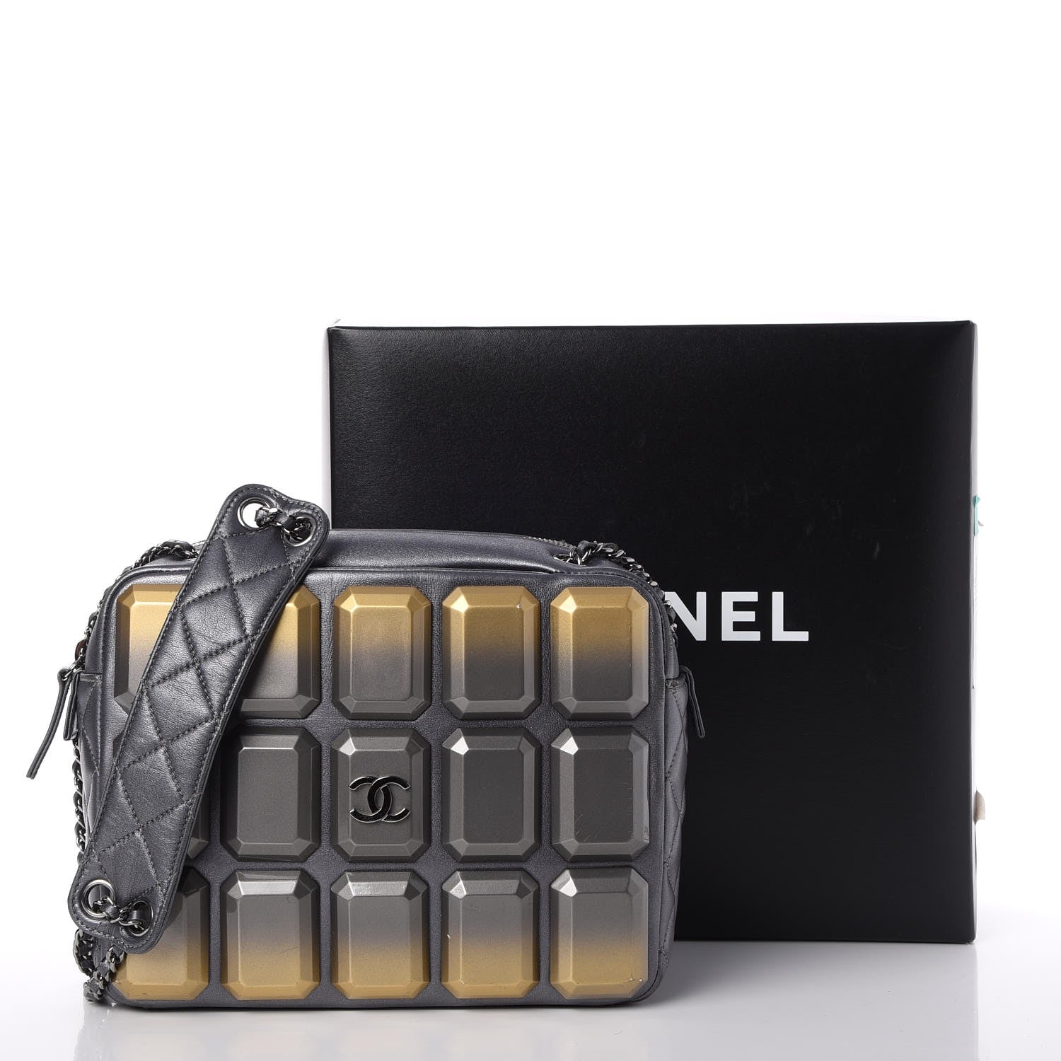 Chanel Metallic Lambskin Plexiglass Evening Art Camera Case Silver 9 of 9