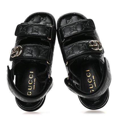 Gucci Guccissima GG Embossed Womens Sandals 37.5 Black 2 of 9