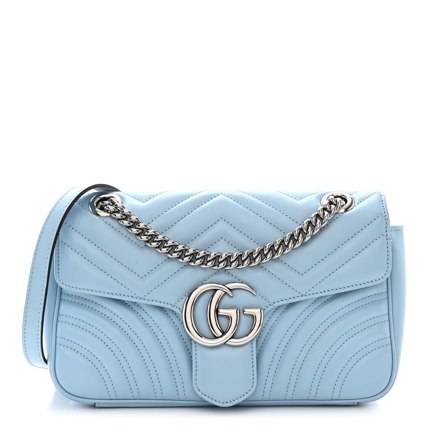 Calfskin Matelasse Small GG Marmont Shoulder Bag Porcelain Light Blue