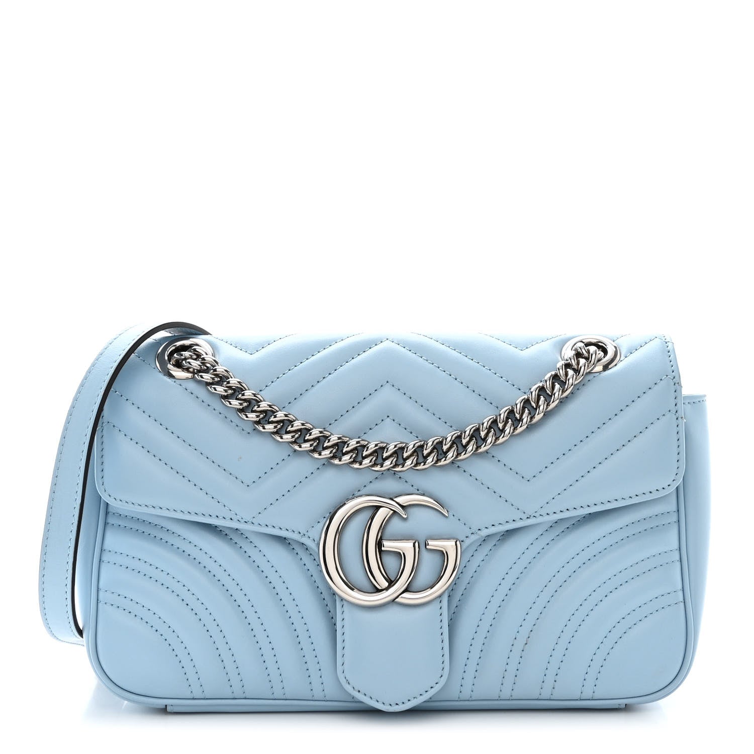 Gucci Calfskin Matelasse Small GG Marmont Shoulder Bag Porcelain Light Blue 1 of 10