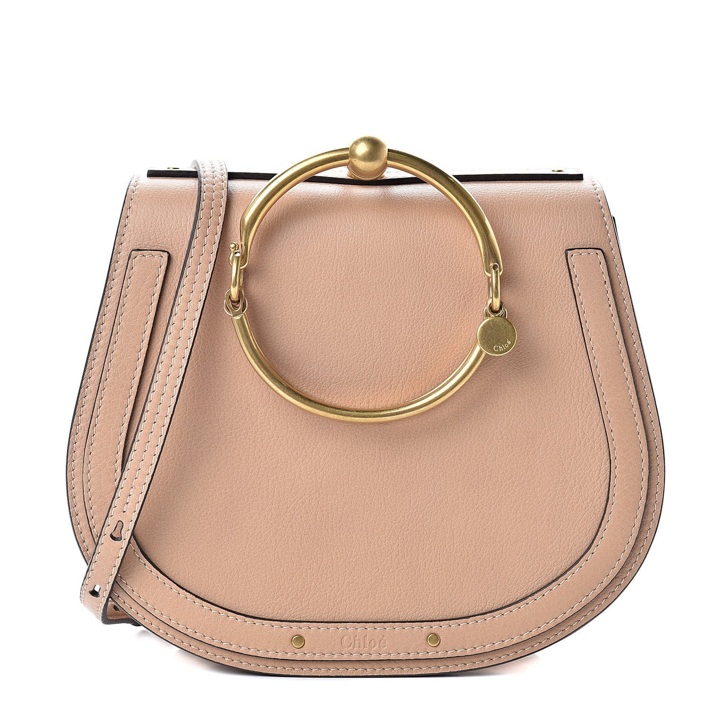 Calfskin Suede Medium Nile Bracelet Bag Biscotti Beige