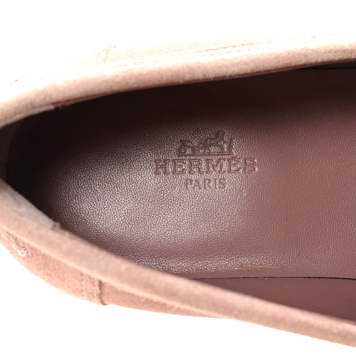 Suede Calfskin Womens Kennedy Loafers 38.5 Rose Antique