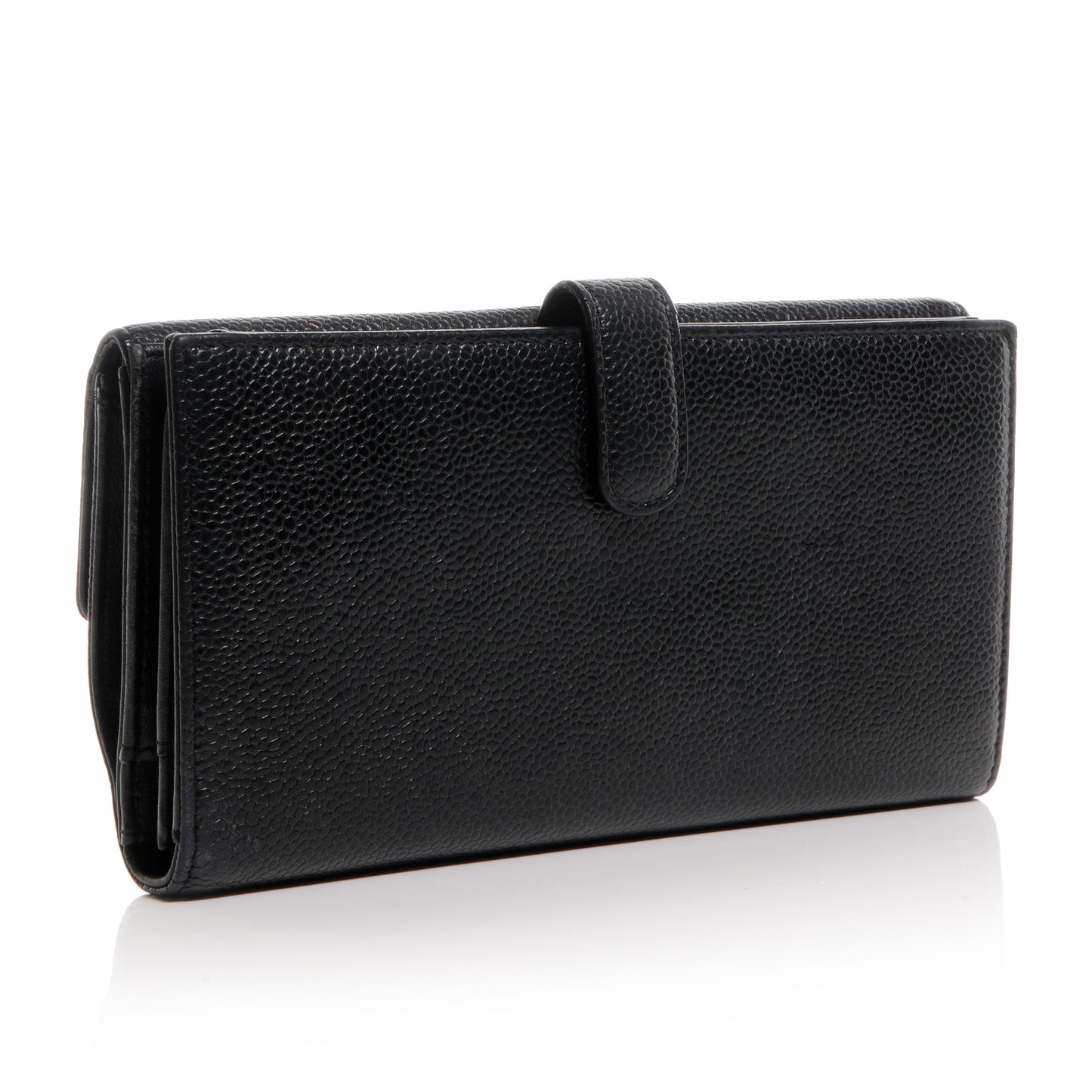 Caviar Leather CC Flap Wallet Black