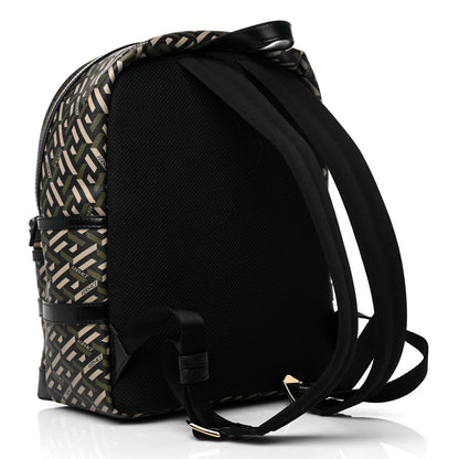 Versace Coated Canvas Calfskin La Greca Signature Backpack Black Khaki 3 of 10