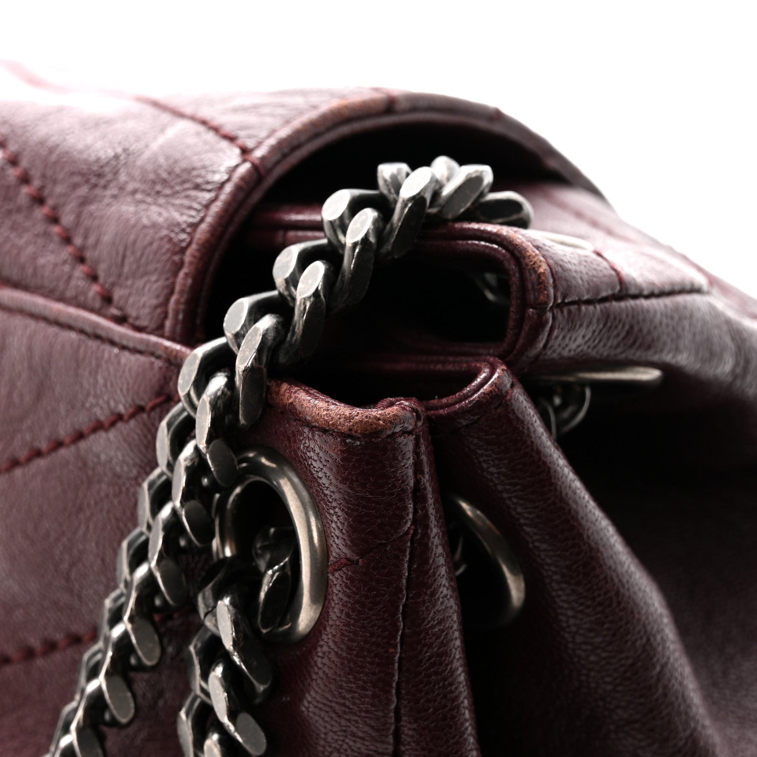 Saint Laurent Vintage Lambskin Chevron Monogram Medium Nolita  Amaranto 12 of 13