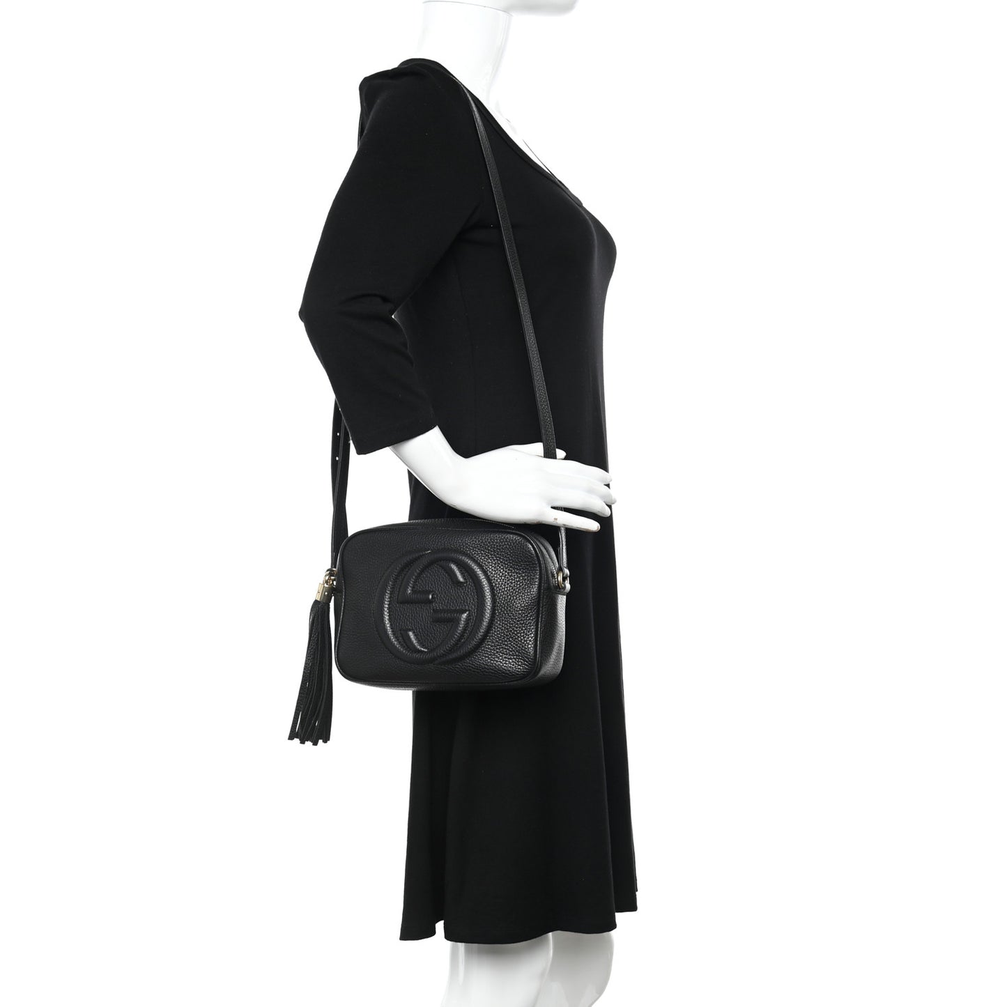 Pebbled Calfskin Small Soho Disco Bag Black