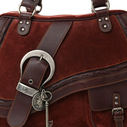 Christian Dior Suede Gaucho Double Saddle Bag Burgundy 8 of 10