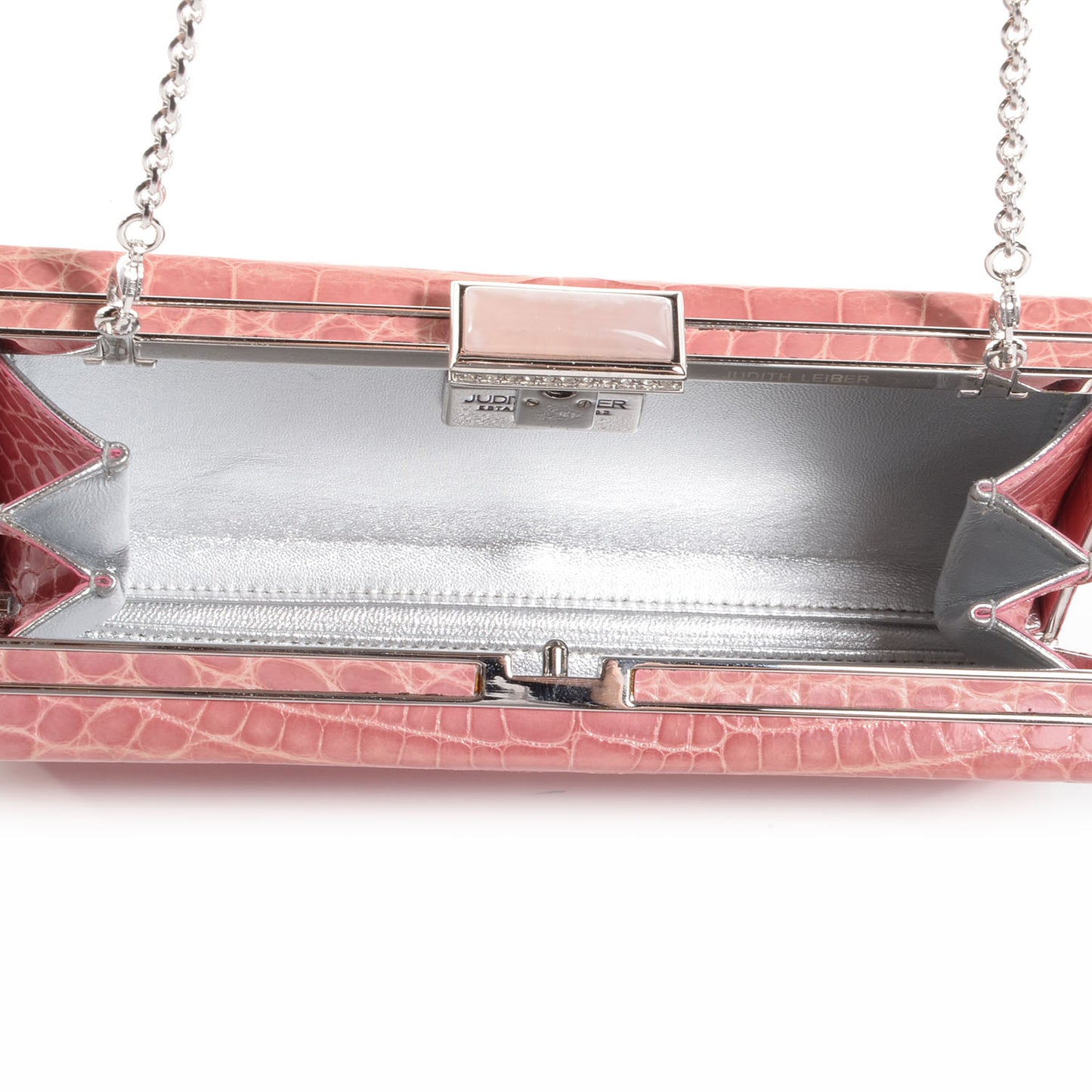 Crocodile Austrian Crystal Box Clutch Peony