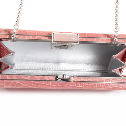 Judith Leiber Crocodile Austrian Crystal Box Clutch Peony 6 of 7