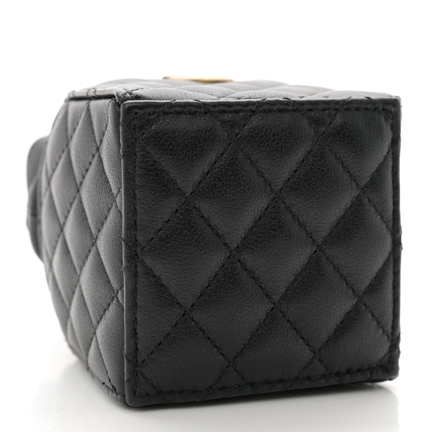 Chanel Calfskin Quilted Mini Drawstring Bucket Bag Black 4 of 12