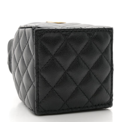 Chanel Calfskin Quilted Mini Drawstring Bucket Bag Black 4 of 12