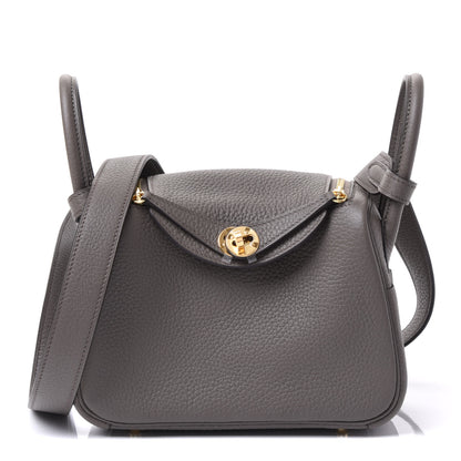 Hermes Taurillon Clemence Mini Lindy 20 Etain 1 of 11