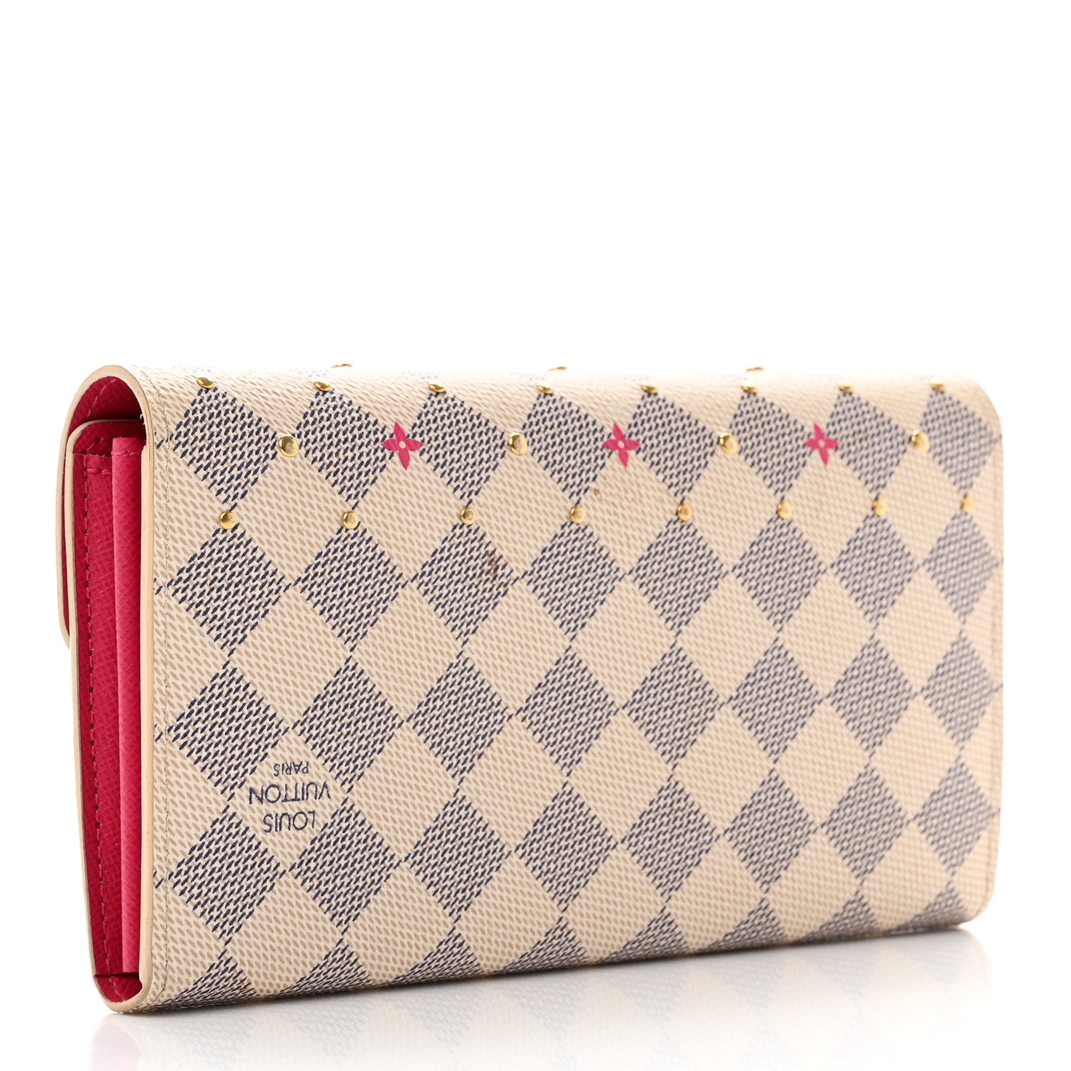 Louis Vuitton Damier Azur Studded Sarah Wallet NM Fuchsia 3 of 6