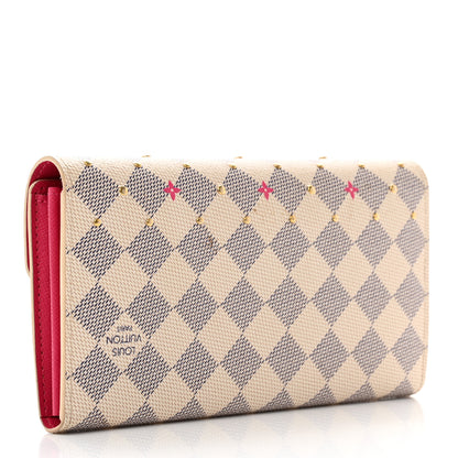 Louis Vuitton Damier Azur Studded Sarah Wallet NM Fuchsia 3 of 6