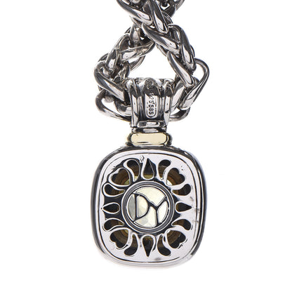 David Yurman Sterling Silver 14K Yellow Gold Lemon Quartz Albion Pendant Wheat Chain Necklace 5 of 7