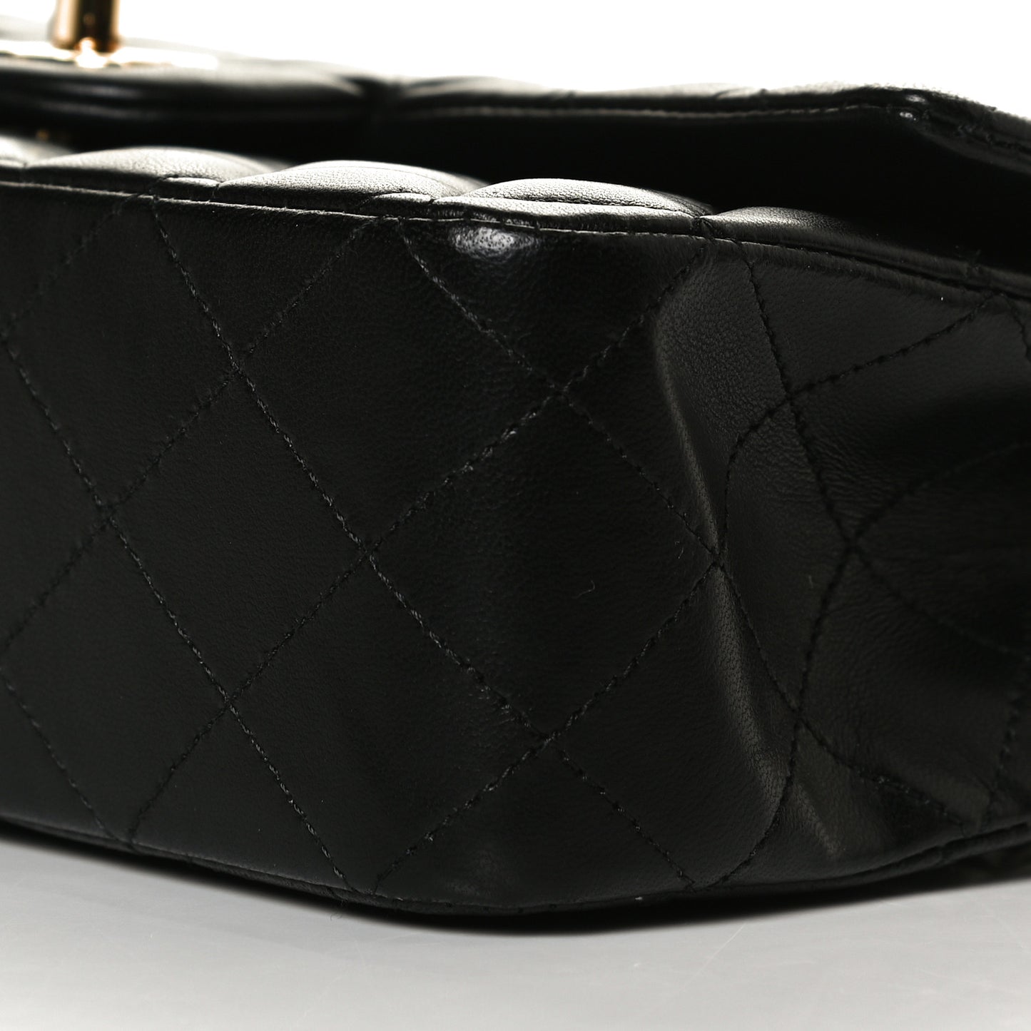 Lambskin Quilted Medium Double Flap Black