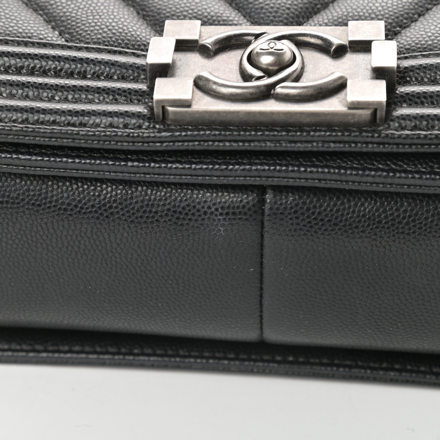 Chanel Caviar Chevron Quilted Medium Boy Flap Black 11 of 12