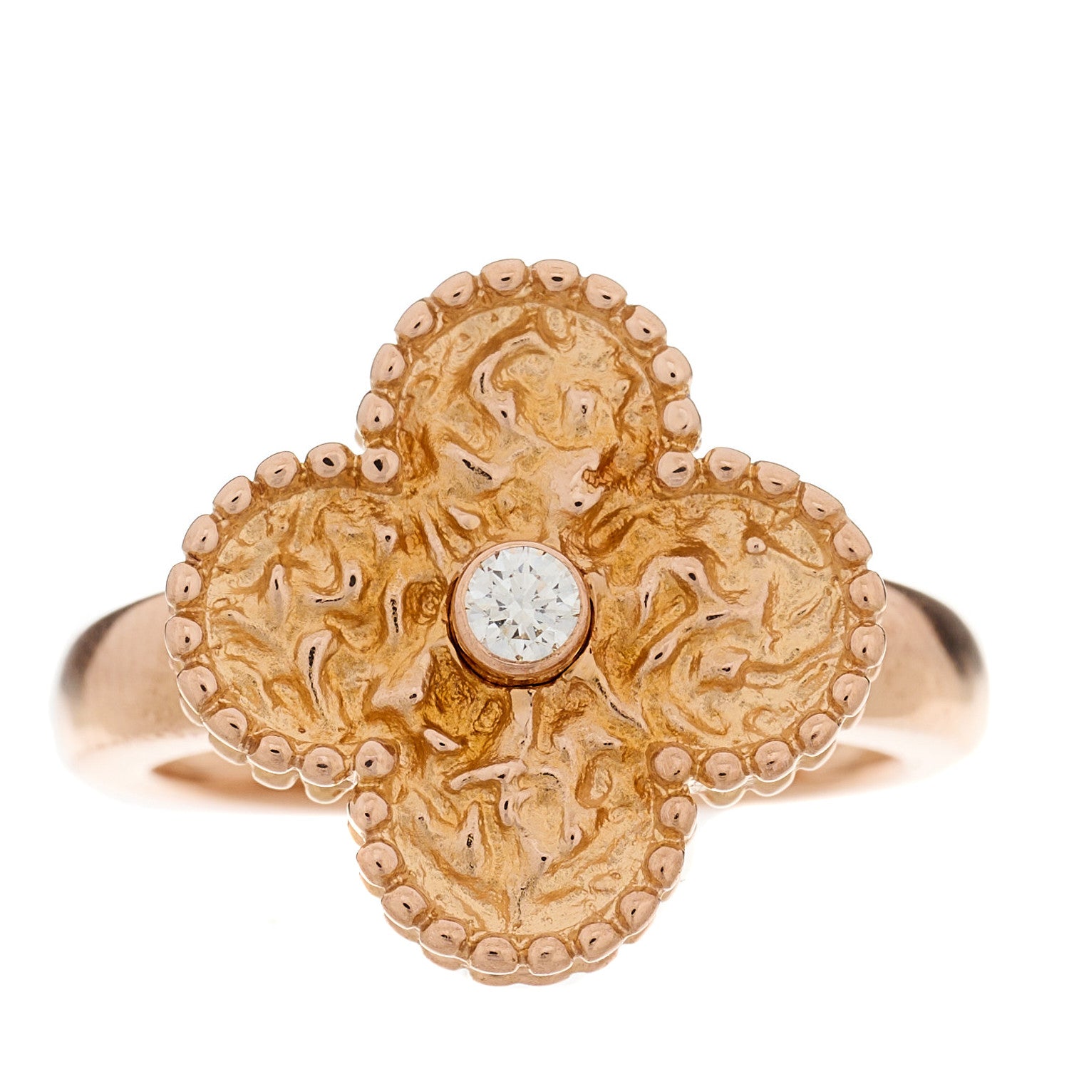Van Cleef & Arpels 18K Rose Gold Diamond Vintage Alhambra Ring 49 5 1 of 4