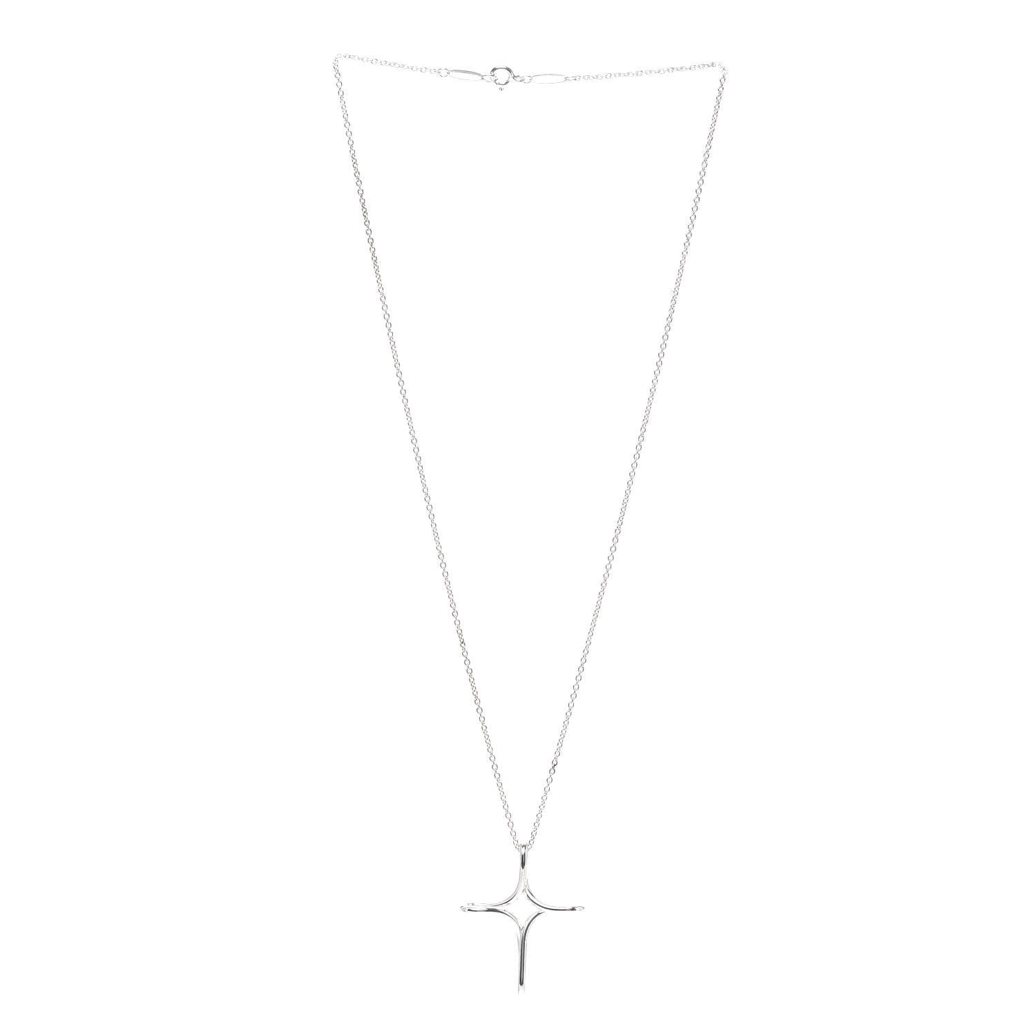 Tiffany Sterling Silver Elsa Peretti Infinity Cross Pendant Necklace 3 of 5