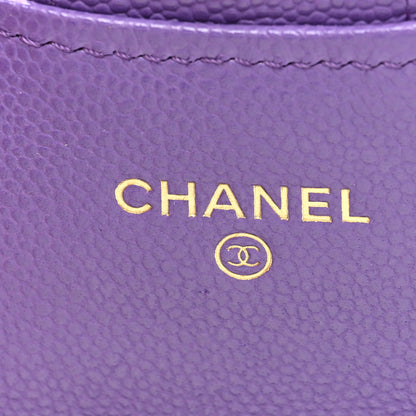 Chanel Caviar Quilted Flap Card Holder Wallet Purple 6 of 7