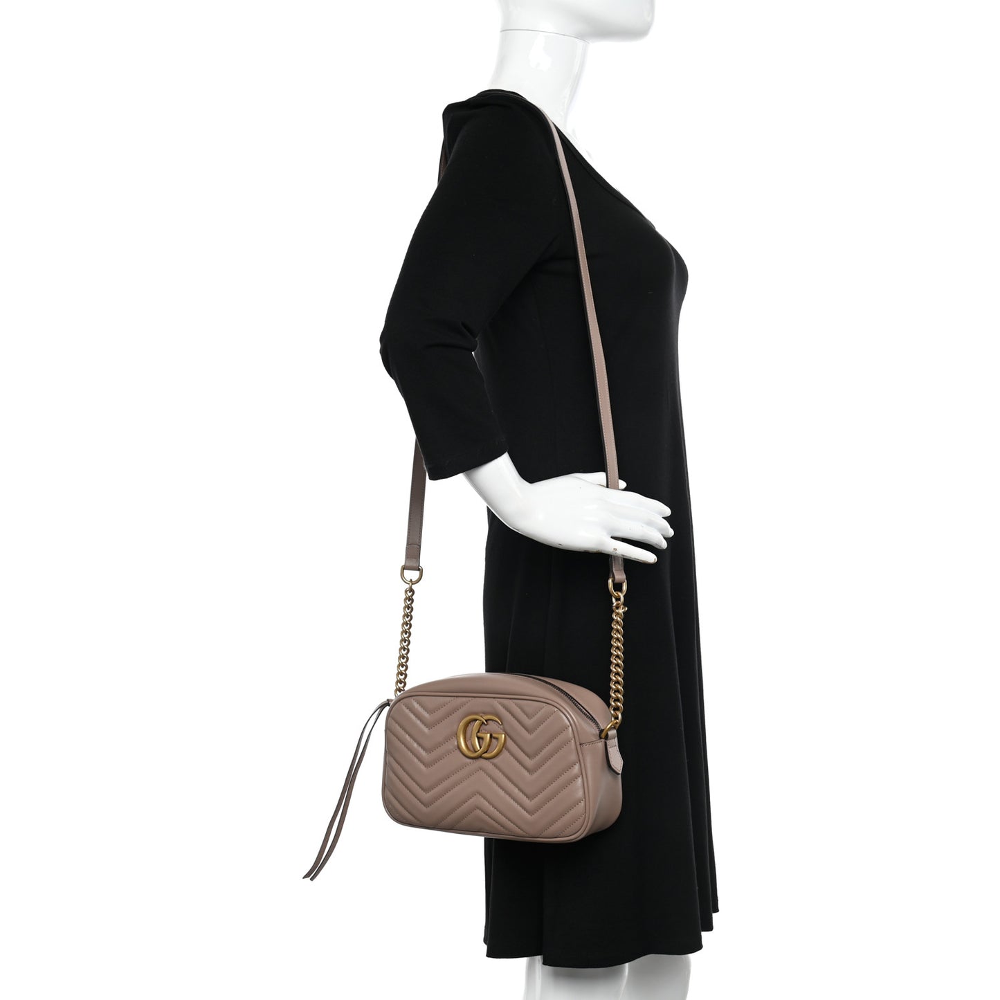 Calfskin Matelasse Small GG Marmont Chain Shoulder Bag Porcelain Rose