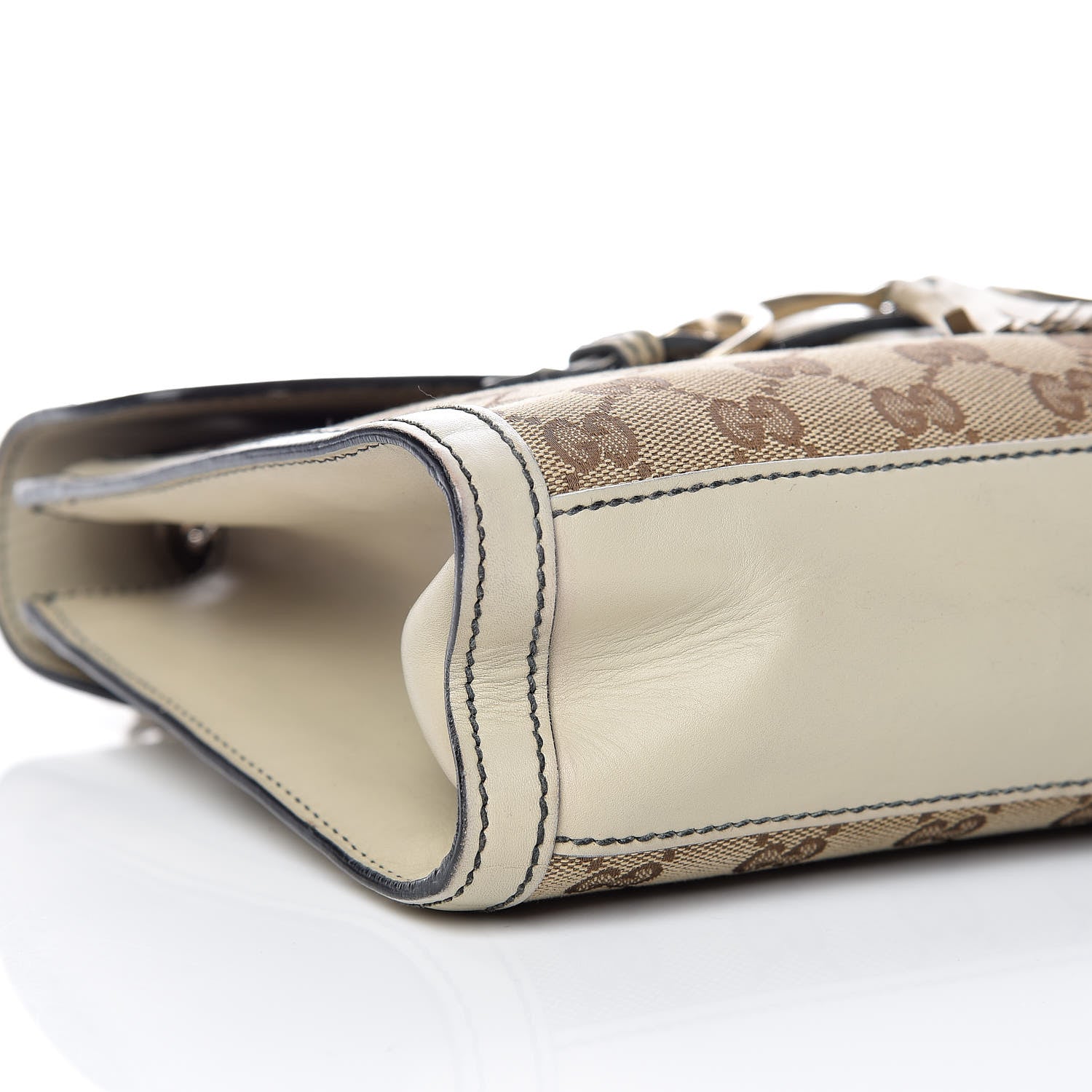 Gucci Monogram Margaux Calfskin Medium Emily Chain Shoulder Bag Beige Ebony Mystic White 5 of 17