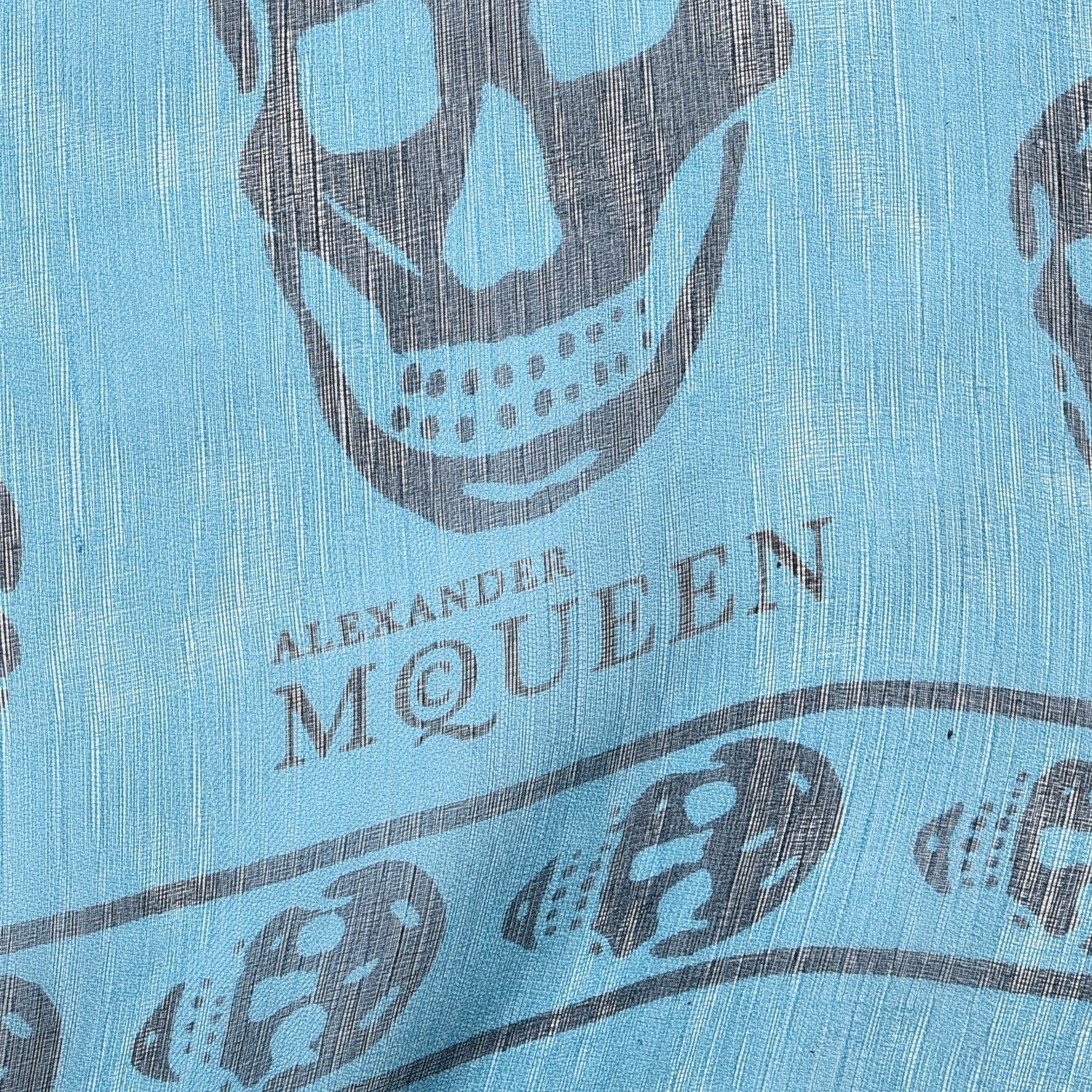 Alexander McQueen Silk Chiffon Skull Scarf Petroleum Blue 4 of 6