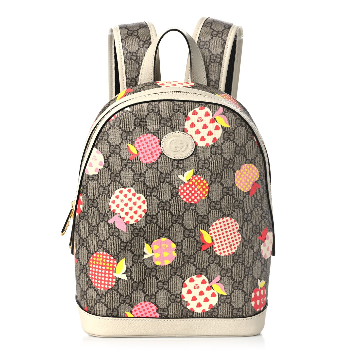GG Supreme Monogram Les Pommes Small Retro Interlocking G Dome Backpack Beige Multicolor Mystic White