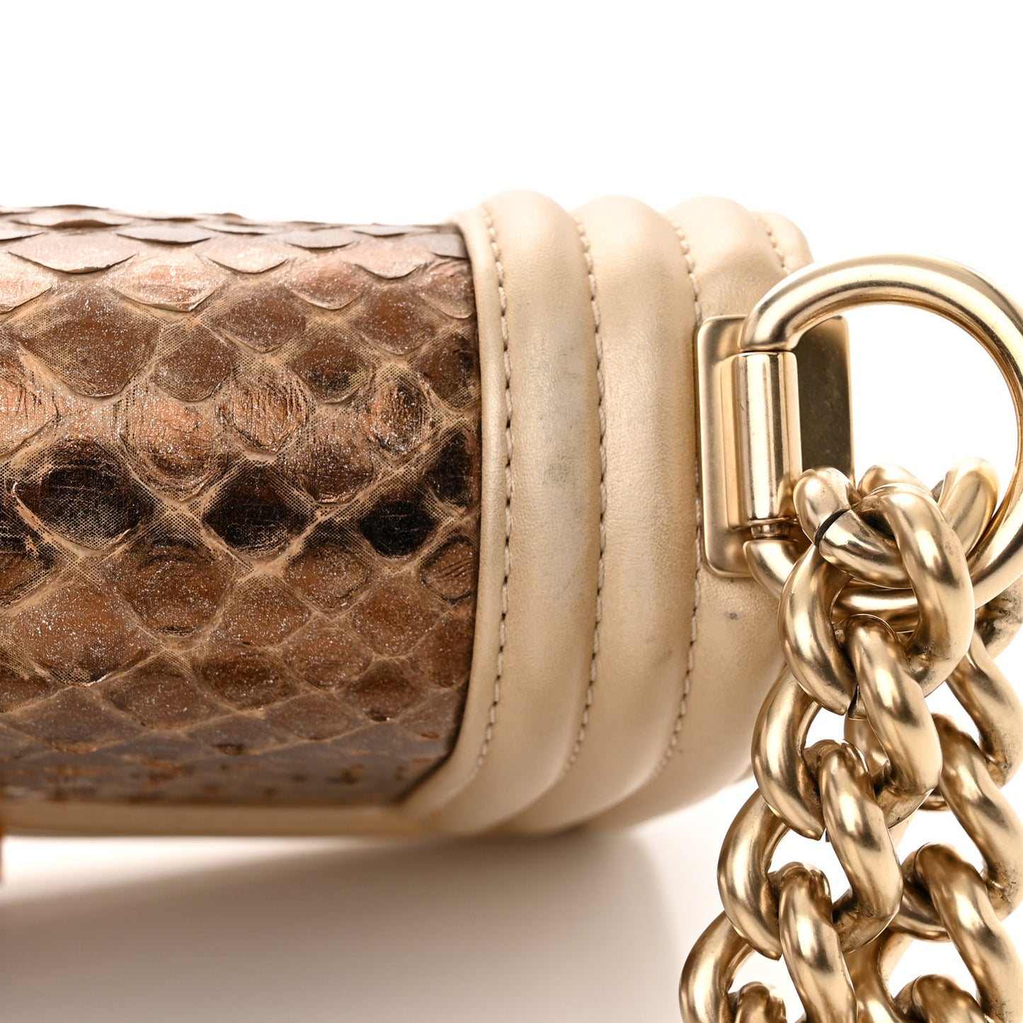 Snakeskin Calfskin Small Boy Flap Gold