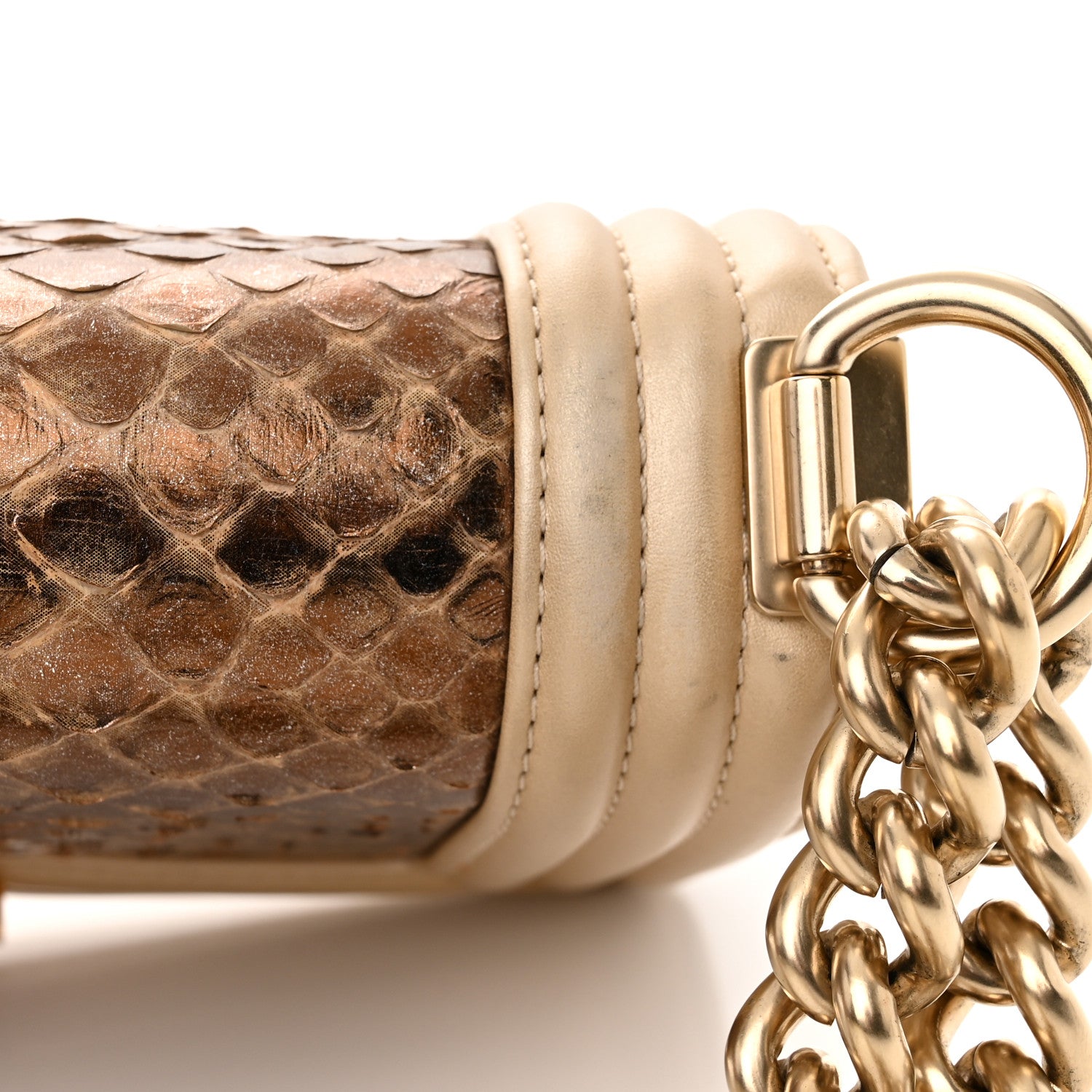 Chanel Snakeskin Calfskin Small Boy Flap Gold 13 of 17