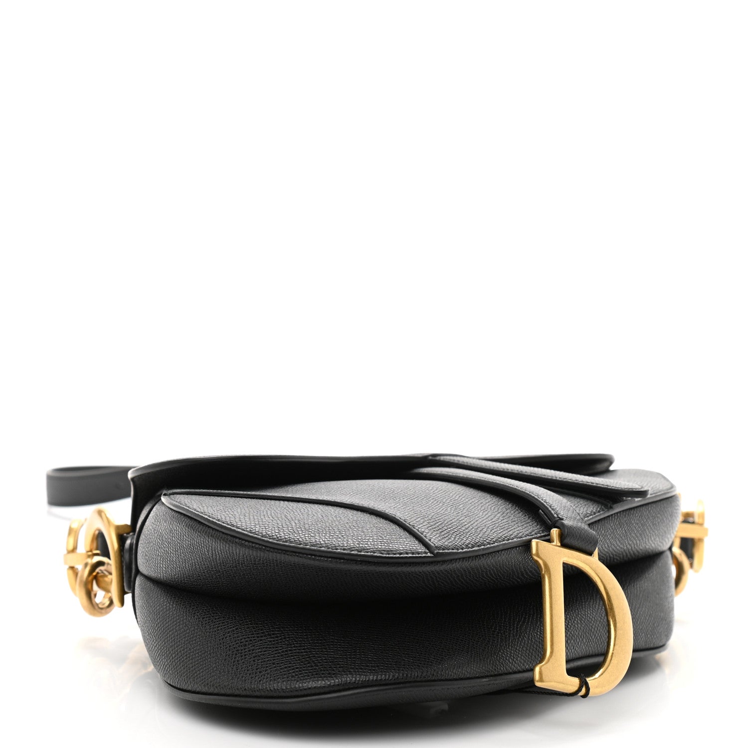 Christian Dior Grained Calfskin Mini Saddle Bag With Strap Black 4 of 10