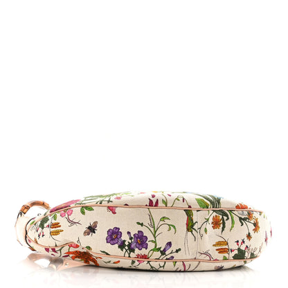 Gucci Canvas Floral Flora Bamboo Ring Hobo White 4 of 13