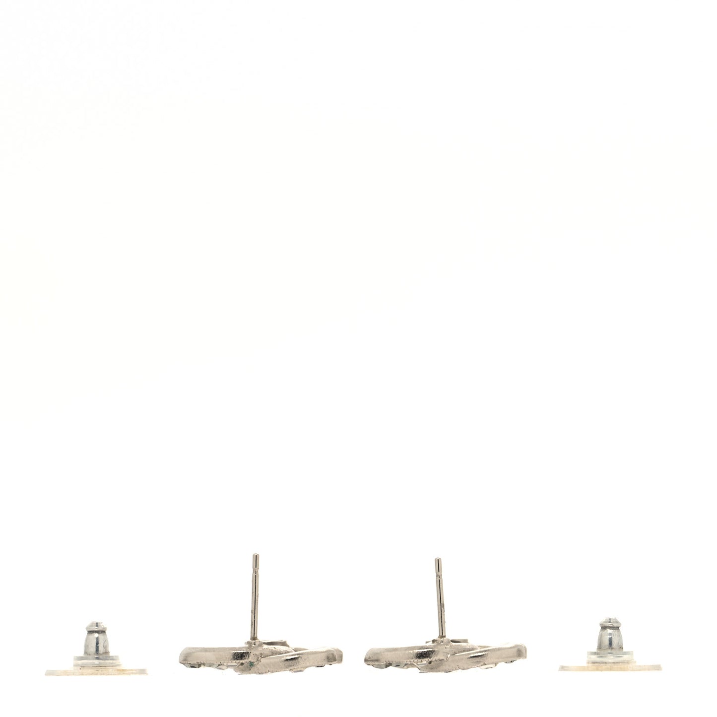 Baguette Crystal CC Earrings Silver Grey