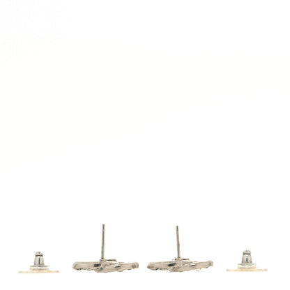 Chanel Baguette Crystal CC Earrings Silver Grey 3 of 4
