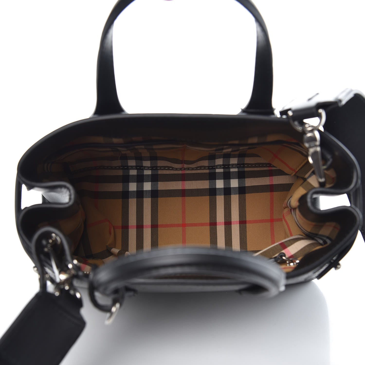 Burberry Calfskin Perforated Small Banner Tote Black 5 of 8