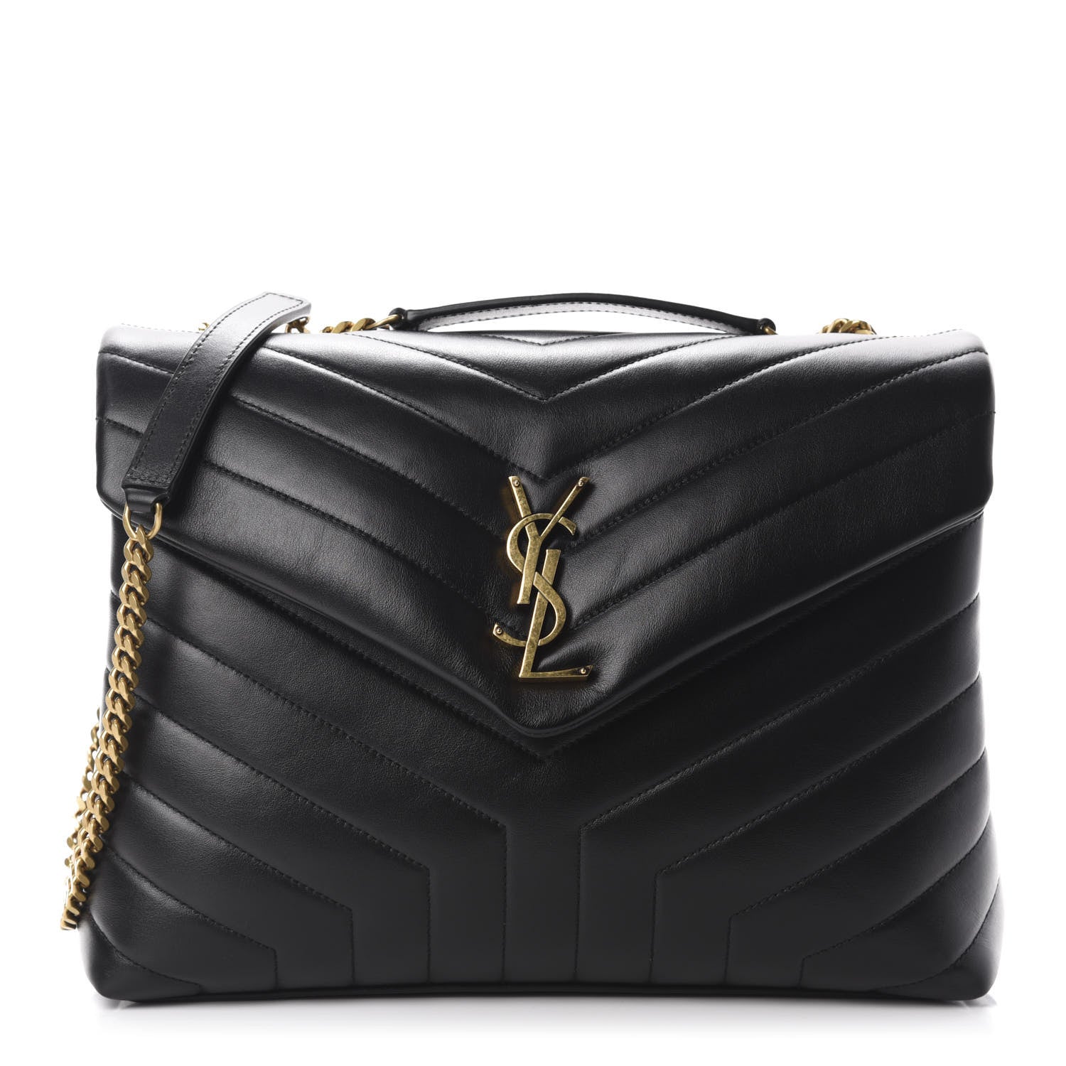 Saint Laurent Calfskin Y Quilted Monogram Medium Loulou Chain Satchel Black 1 of 11