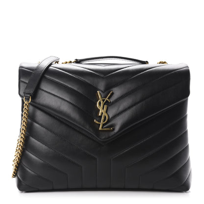 Saint Laurent Calfskin Y Quilted Monogram Medium Loulou Chain Satchel Black 1 of 11