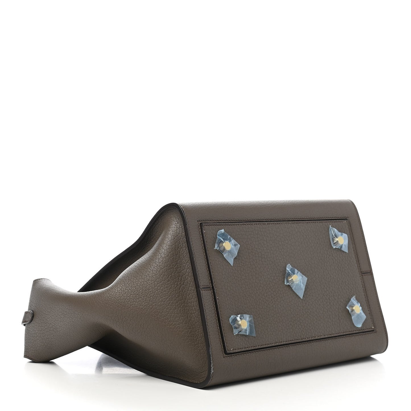 Crisped Calfskin Small Tie Knot Tote Dark Khaki