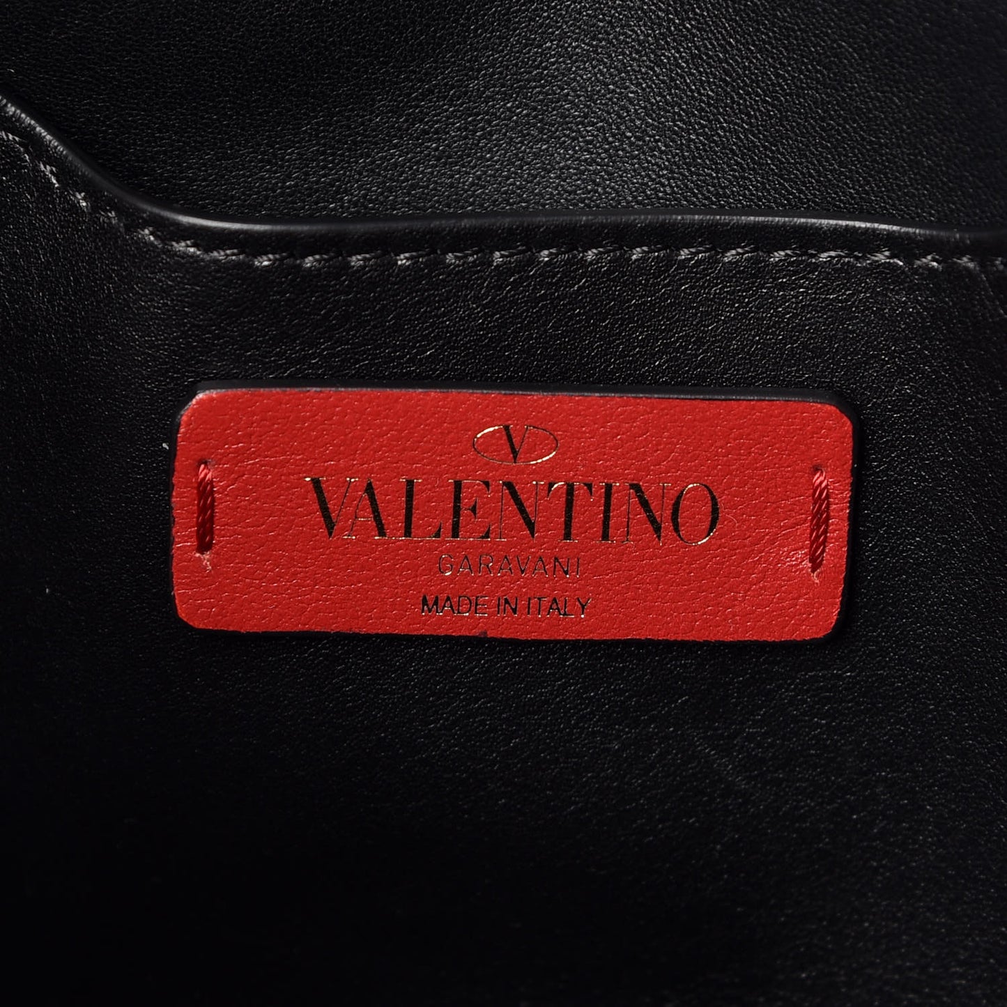 Calfskin V Rivet Chain Clutch Black