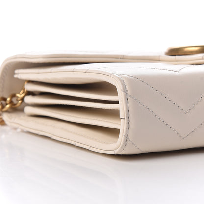 Gucci Calfskin Matelasse GG Marmont Chain Wallet Mystic White 9 of 10
