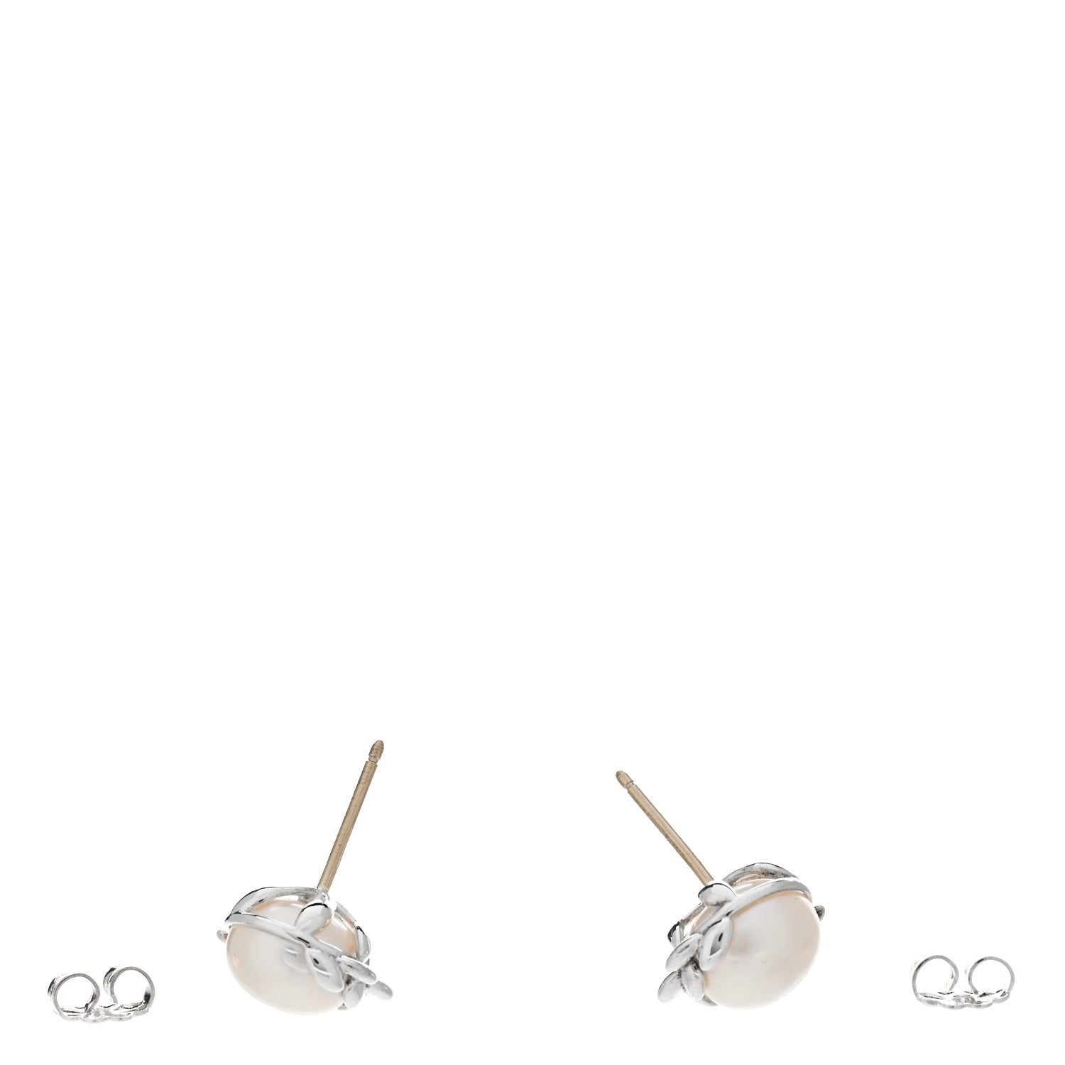 Tiffany Sterling Silver Pearl Paloma Picasso Olive Leaf Earrings 3 of 5