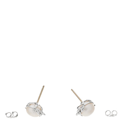 Tiffany Sterling Silver Pearl Paloma Picasso Olive Leaf Earrings 3 of 5