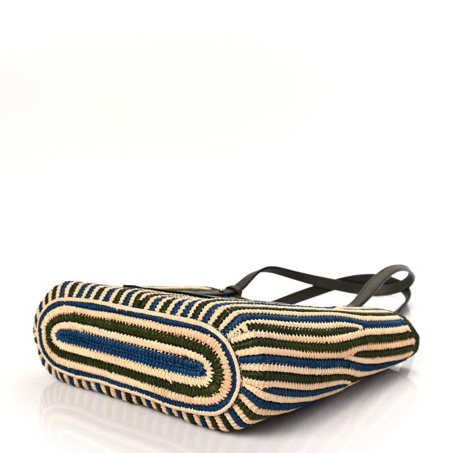 Raffia Square Small Basket Tote Bag Natural Khaki Blue