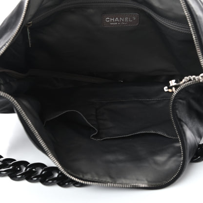 Chanel Calfskin Modern Chain Rhodoid Hobo Black 4 of 9